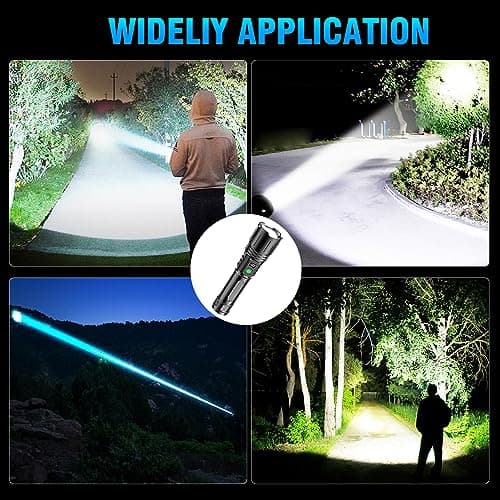 Hoxida Flashlights High Lumens Rechargeable - 2000 Lumens Long Beam Super Bright LED Flash Light with Power Display & IPX5 Waterproof for Camping, 20H Runtime,5 Modes,Zoomable Handheld Flashlight 8