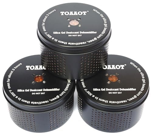 TOAAOT Gun Safe Dehumidifier 200g - Small Reusable Indicating Silica Gel Canister, Portable Moisture Absorber Prevents Corrosion for 80 Cubic Feet Gun Cabinets & Safes, Black