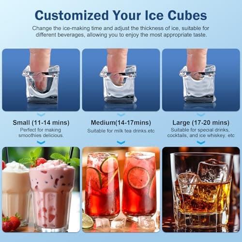 RAPSUAR Under Counter Ice Maker, 95Lbs/Day with 35lbs Storage Bin, 40Pcs Cubes in 10Mins, Reversible Door, Built in Ice Machine for Home Office Commercial 7