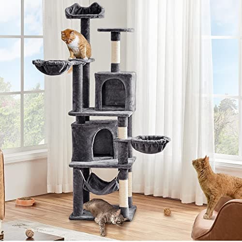 Yaheetech Cat Tree, 69 Inches Large Multi-Level Cat Tower House with Condo Scratching Post Plush Hammock & Perch, Tall Kitty Furniture Cat Tree for Indoor Cats 9