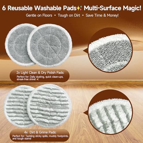 BOJUK Scrubbing Steam Mop, 4 Cleaning Modes & LED Headlights, Steam Mops for Floor Cleaning 7