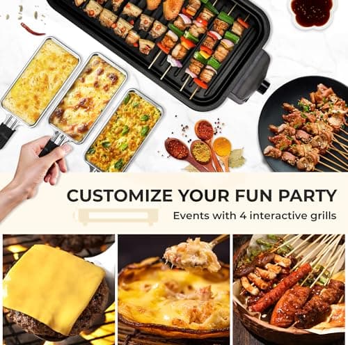Pukomc Electric Indoor Grill,2 in 1 Indoor Grills for Kitchen with Grill Net & Non-Stick Cooking Removable Plate, Temperature Control, Dishwasher Safe, 1700W Black 7