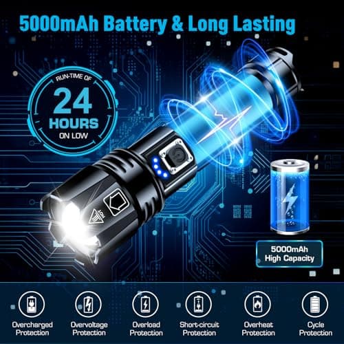 ANKRA High Lumen Rechargeable LED Flashlight, 10 Modes Zoomable,Waterproof,USB Output Power Bank,Tactical Flashlight for Camping,Hiking,Emergencies 5