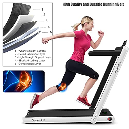 GYMAX Walking Pad, 2.25HP Foldable Treadmill with Smart App & Remote Control, Bluetooth LED Monitor, Small Spaces Compact Running Machine, Folding Portable Under Desk Treadmill for Home Office (White) 7