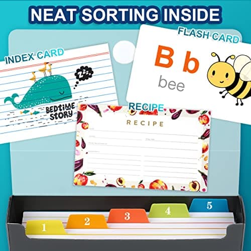 H4D 3x5 Index Card Case with 100 Heavyweight Ruled Index Cards and Dividers, Black 6