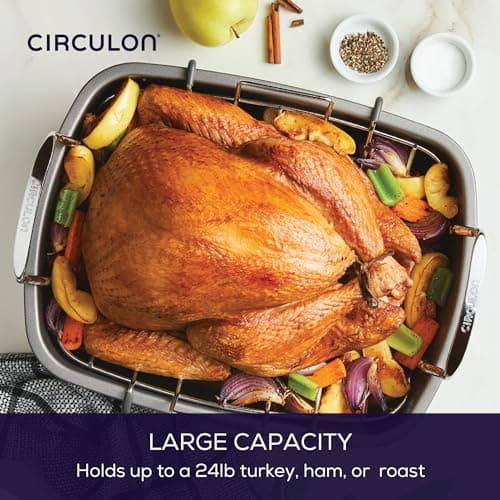 Circulon Nonstick Roasting Pan / Roaster with Rack - 17 Inch x 13 Inch, Gray 8
