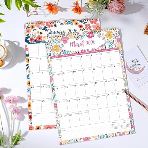 2025-2026 Wall Calendar - Jul 2025 - Dec 2026, 18 Months Hanging Monthly Calendar 2025-2026 Vertical, 17" x 12", Twin-Wire Binding, Julian Date, Large Block, Notes, Thick Paper, Perfect for Organizing 8