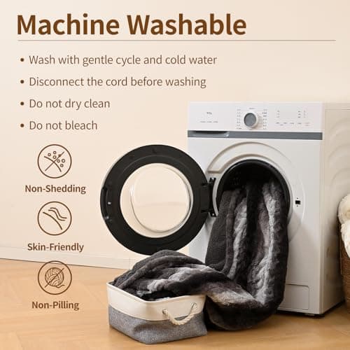 Bearhug Heated Blanket 6 Heat Settings Electric Blanket, 4-Hour Auto Shut-Off, Luxurious Faux Fur & Sherpa Dual-Sided Heated Throw, Machine Washable, 50 x 60 Inches, Gift-Ready Elegant Packaging 5