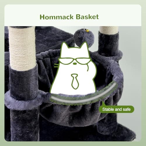 Globlazer Heavy Duty Cat Trees for Large Cats, Sturdy 72in Maine Coon Cat Tree for Large Cats 20 lbs+ Heavy Duty Cat Tower for Adult Biggest Cat with 6 Scratching Posts, Hammock, S72, Dark Gray 5