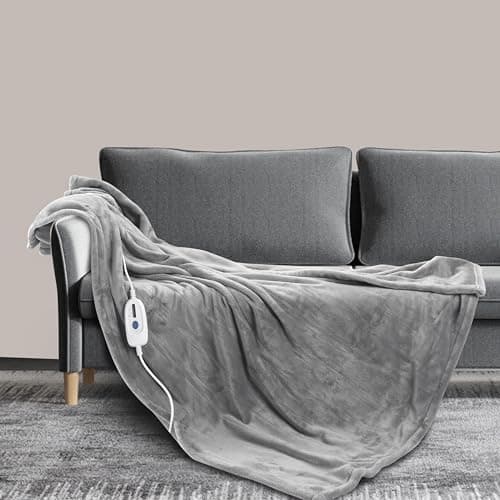 McJaw Electric Heated Blanket 62"x84" Twin Size, 4 Heating Levels and 10 Hours Auto Off, Lightweight and Breathable - Ivory Gray 5