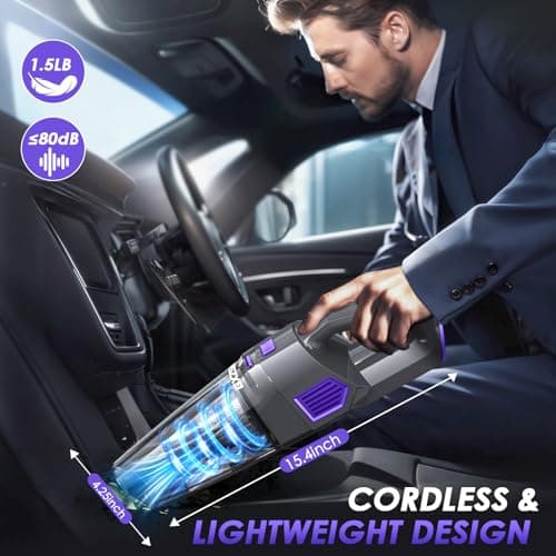 Gxzsk Handheld Vacuum Cordless, 15000PA Strong Suction Hand Held Car Vacuum Cleaner Rechargeable, Portable Hand Vacuum with Multi-Nozzles & Washable Filter for Home Office, Car, Pets 6