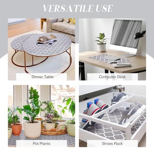 Glotoch Shelf Liner for Kitchen Cabinets Non Adhesive, 12" x20FT(240 Inch) Non Slip Drawer Liners, Waterproof Shelf Paper Closet Liners for Refrigerator Gray 8