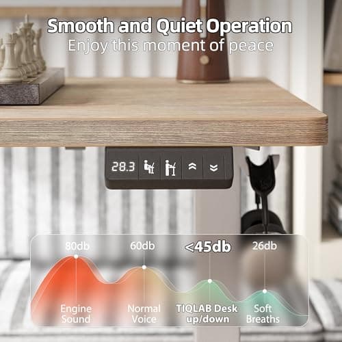 TIQLAB 75 x 61 inch L Shaped Standing Desk Adjustable Height, Electric Corner Standing Desk, Sit Stand Computer Table with Splice Board, Maple 8