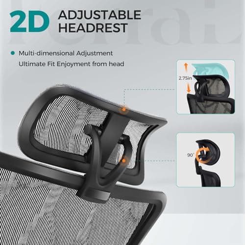 Ferral Ergonomic Office Chair, High Back Home Office Desk Chair with Lumbar Support, 4D Adjustable Armrest & Seat Depth, Computer Mesh Office Chair with Tilt Function (Silvergray) 8