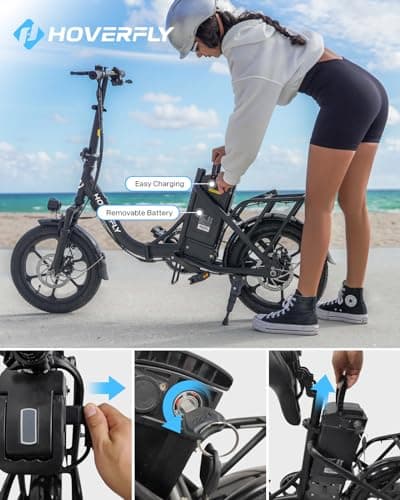 Hoverfly H3 16" Electric Bike, Max 28Miles Range(Pedal-Assist) & Speed 15.5 Mph Power by 500W Peak Motor, Folding E-Bike with Removable Battery, Front Suspension and Commuter Electric Bicycle Adults 6