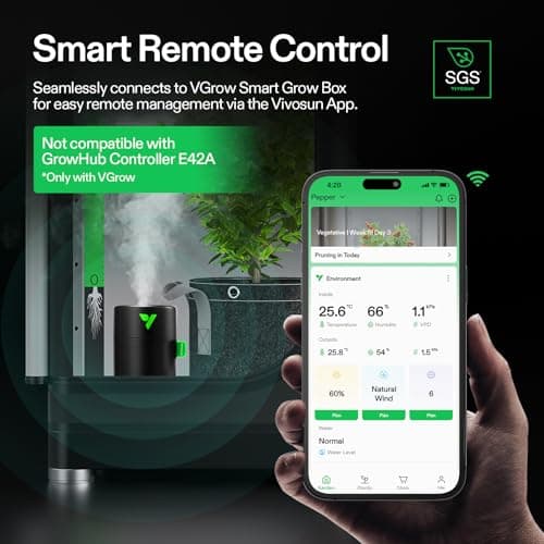 VIVOSUN AeroStream U075 USB Humidifier, 750ml Cool Mist Mini Humidifier with 2 Mist Modes, Auto Shut-Off, Smart Remote Control with VGrow, Designed for Small Grow Tents/VGrow 5