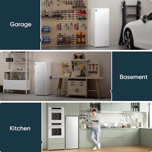 Upstreman 7.0 Cu.Ft Convertible Upright Freezer with Large Capacity, Convertible Design, Energy Saving, Quiet Operation, Removable Shelves, Suitable for Basement, Dorm, Apartment, Office, White-UF70 8