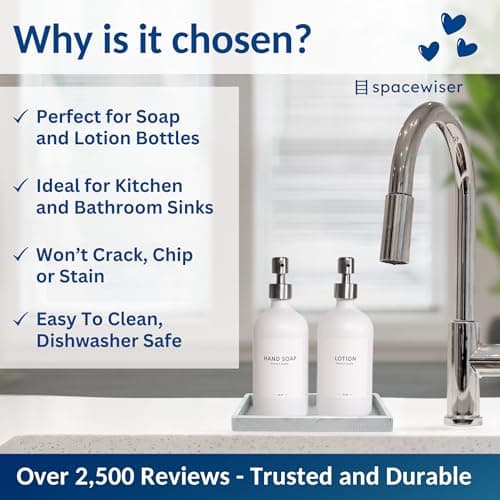 Spacewiser Countertop and Vanity Tray - Small 7.7” Silicone Tray for Soap Dispenser Bottles, Sponge Holder for Kitchen Sink Caddy Organizer, Bathroom Trays, Dish Soap Holder for Kitchen Counter, Keys 7