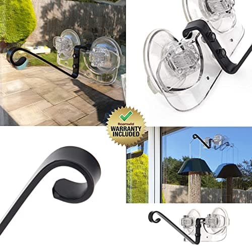 Roamwild Window Mounted Bird Feeder Bracket with Super Strong New Dual Suction Cups Outdoor 3