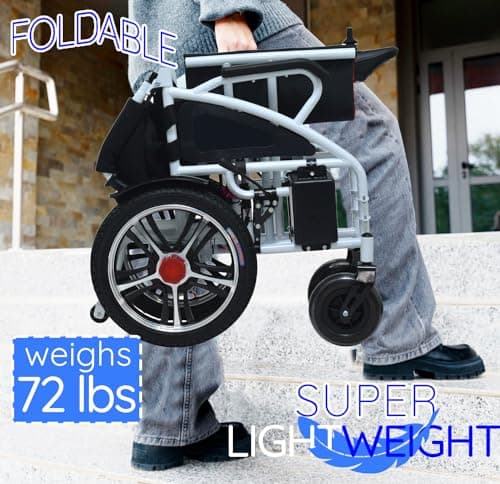 All Terrain Travel Electric Wheelchair for Senior, Adults, Heavy Duty Power Wheelchair, 2x250 Motor Foldable Electric Wheelchairs, Power Wheelchair, Silla de Ruedas para Adultos Electrica, (Blue) 7