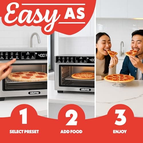 Gourmia Toaster Oven Digital Air Fryer - Convection Mode with 4 Slice Capacity, 3 Rack Positions, 12 Presets, Toast, Bagel, Bake, Roast, Broil, Dehydrate, Popcorn, Fits 9" Pizza, Stainless Steel 10