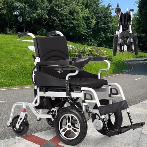 Lightweight Electric Wheelchair,Foldable Power Wheelchairs for Adults,500W All Terrain Motorized Wheelchair,Portable Intelligent Mobility Wheechair for Seniors,Airline Approved Travel Wheelchairs