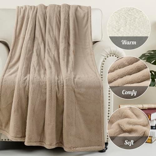 STONECREST Reversible Electric Blanket Heated Throw, 50"x60" Heating Blanket with 5 Setting Controller, 4 Hour Auto-Off, Overheating Protection, ETL Certified, Machine Washable(Beige, 50"x60") 2