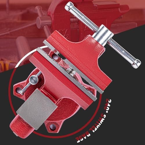AROEDVISE 4-1/2" Bench Vise, 3" Jaw Opening, 2,645 lbs Clamping Force, Cast Iron Home Vise with 240° Swivel Base, Anvil & Multi-Jaw Design for Woodworking, Drilling & DIY 7