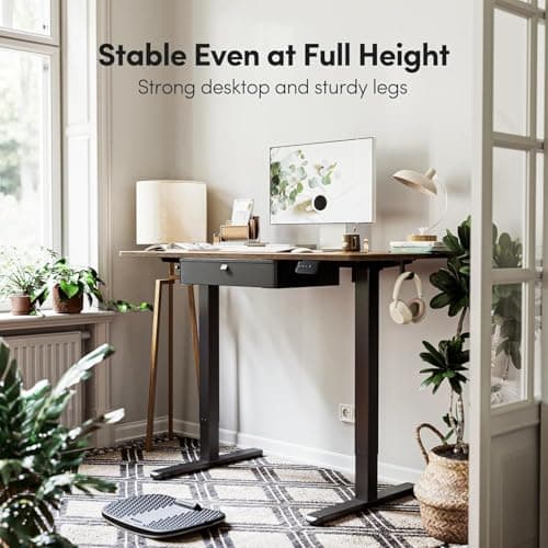 FEZIBO 48 x 24 Inches Standing Desk with Drawer, Adjustable Height Electric Stand up Desk with Storage &2 Hooks, Ergonomic Computer Workstation, Rustic Brown 3