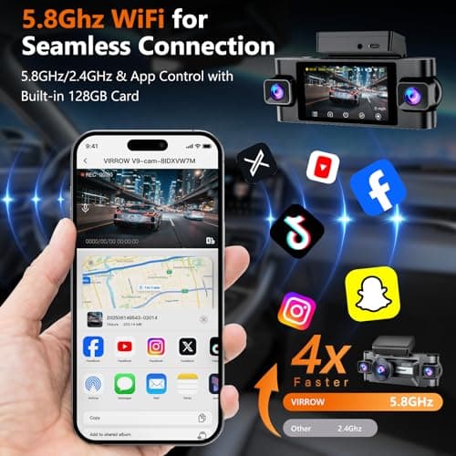 360° Dash Cam Front and Rear: 4 Channel 4K Dash Camera for Cars with GPS 5G WiFi and Free 128GB Card - Voice Control Car Dash Camera with G-Sensor Super Night Vision 24H Parking Monitor 5