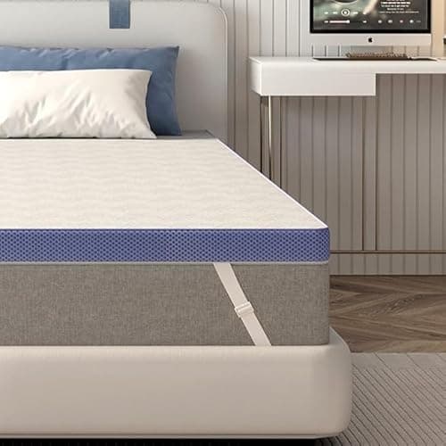 Susalt Queen Mattress Topper, 3 Inch Cooling Gel Memory Foam Mattress Topper Queen, Washable Cover, Non-Slip Elastic Band, Breathable Plush for Back Pain Relief, CertiPUR-US