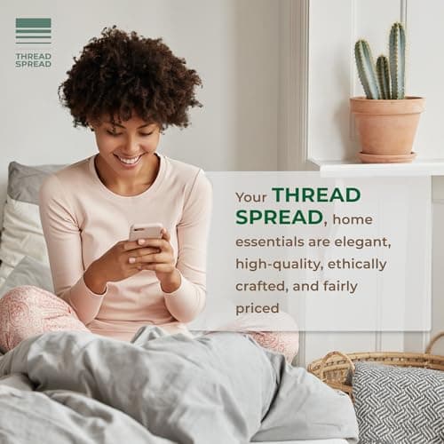 THREAD SPREAD 100% Organic Cotton Percale Weave Fitted Sheet, Deep Pocket, Crisp and Cool Bed Linen - GOTS Certified Sheets - 1 PC, King White 7