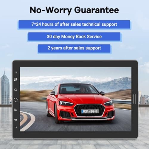 10.1 inch Single Din Car Stereo with CarPlay and Android Auto, 10 inch Touch Screen Radio with Mirror Link/1080P/EQ Audio/SWC/Bluetooth +Backup Camera+MIC 8