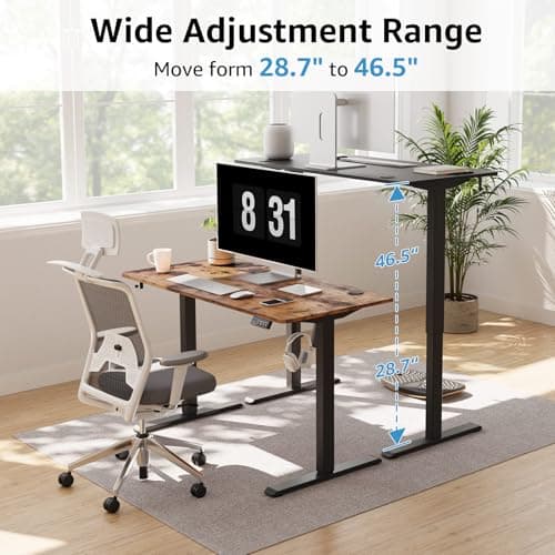 MOUNTUP Height Adjustable Electric Standing Desk Whole-Piece, 48 x 24 Inches Quick Assembly Sit Stand Desk with Memory Controller, Black 6