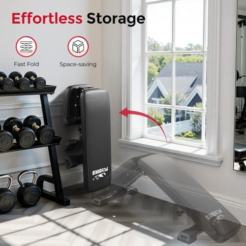 FLYBIRD Adjustable Weight Bench, ASTM-Certified 800LBS Workout Bench Foldable for Home Gym, 90° to -30° FID and 30in Extended Backrest for Bench Press Strength Training Exercise 7