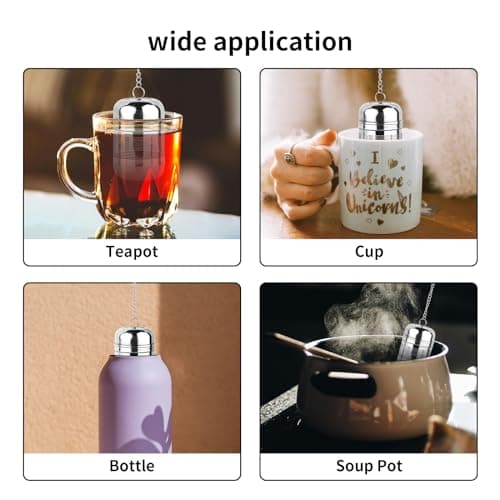 Fri4Free 2PCS Tea Infuser Strainer - Stainless Steel Strainers for Loose Leaf Tea, Steeper, Fine Mesh Ball holder with Chain Hook and Lid, Reusable Filter Bags Diffusers 7