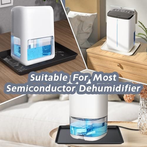 Flamorrow Dehumidifier Mat, Hard Plastic Drip Pan for Home and Basement Dehumidifiers, Dehumidifier Tray with Raised Edge for Leaks, Prevents Water from Pooling Underneath, Black, 13"x9" 8