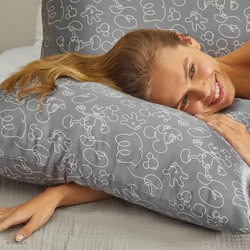 Kitsch x Disney Mickey Mouse Satin Pillowcase with Zipper for Hair, Skin & Quality Sleep, Softer Than Silk Pillow Cases, Wrinkle-Free, Smooth and Cooling Satin Pillowcase with Zipper – King Size 19x36 6