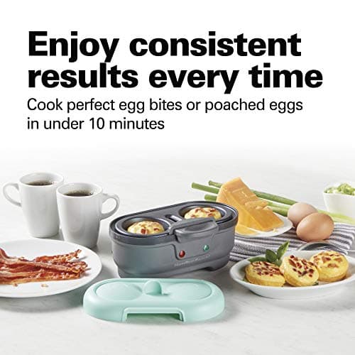 Hamilton Beach Sous Vide Style Electric Egg Bite Maker & Poacher with Removable Nonstick Tray, Makes 2 in Under 10 Minutes, Teal (25506) 4