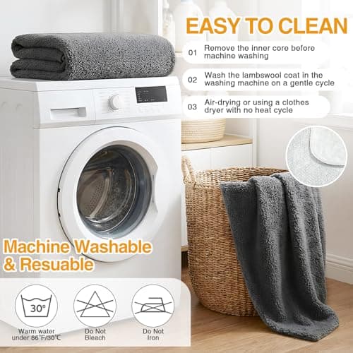 Teecyhooo Large Self Heating Cat Dog Pad Mat 59''x27.5'' Non Electric Jumbo Washable Heated Thermal Sleeping Blankets for Adult Pet Bed Gifts Safe Use Indoor Outdoor Camping Furniture(Gray) 7