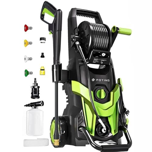 Pressure Power Washer 4500PSI with 4 Quick Connect Nozzles,Inlet Hose & Filter, Foam Cannon for Cars/Fences/Driveways/Patios/Home Cleaning(Green)