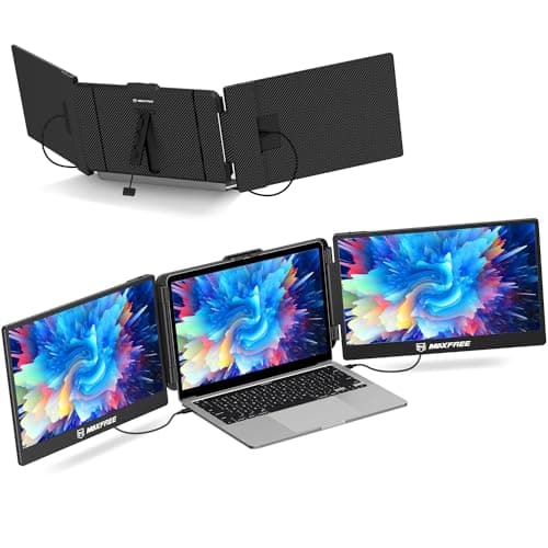 Maxfree Triple Laptop Screen Extender, S2 14" 1080P HD Portable Dual Monitor for 13.3-17″ Laptops, Plug & Play Monitor Extender Compatible with Windows/Mac/Surface/Android/Switch