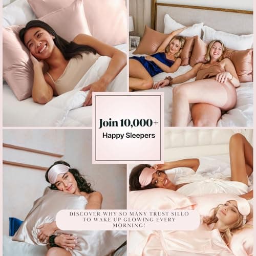 Sillo Silk Pillow Cases 2 Pack - 22 Momme Mulberry Silk Pillowcases for Hair and Skin, Anti Acne Pillow Case, Hypoallergenic Silver-Infused, Envelope Closure, Queen (Silver) 8