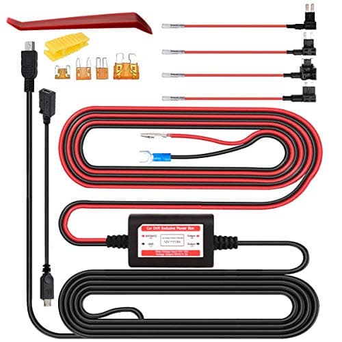 Gebildet Dash Cam Hardwire Kit, Mini/Micro USB Hard Wire Kit for Dashcam, 12V-24V to 5V Car Dash Camera Charger Power Cord, ATO/ATC(ACS)/ACN Mini/ACZ Micro2 Fuse, 11.6V Real Battery Drain Protection