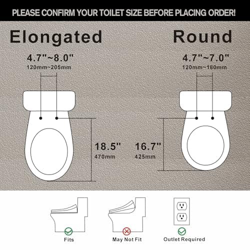 Toilet Bidet Seat, Oval Toilet Seat Bidet with Dryer and Warm Water, Electronic Heated Toilet Seat Temperature Adjustable, Front and Rear Oscillation Cleaning, Remote Control 5