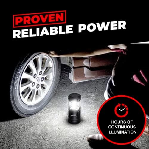 GearLight Camping Lantern - 2 Portable LED Battery Powered Lantern with Magnetic Base and Foldable Hook for Emergency Use or Campsites, Essential Hurricane Survival Kit with Batteries - Black 8