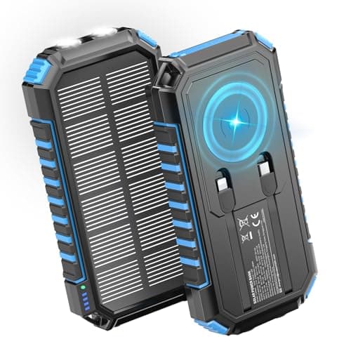 Riapow Solar Charger Power Bank - 27000mAh Wireless Portable Charger Built in 2 Cables - 22.5W Fast Charging Battery Bank with USB C - PD QC External Battery Pack for Phone Flashlight Outdoor