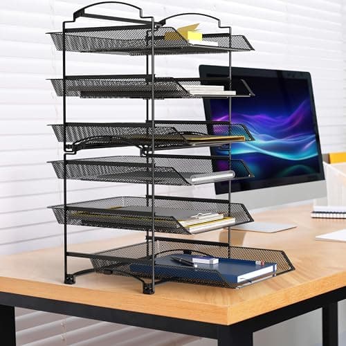 Simple Houseware 3-Tier Stackable and Sliding Desktop Document Letter Tray Organizer, Black 6