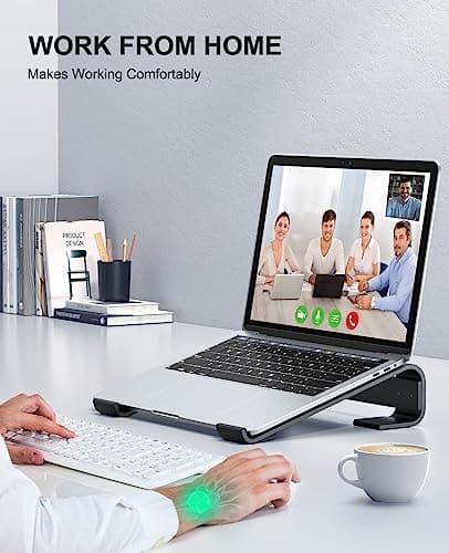 Soqool Laptop Stand for Desk, Ergonomic Detachable Laptop Riser, Aluminum MacBook Stand, Compatible with 12-17'' All Laptops Such as MacBook Pro/HP/Dell/Lenovo, Black 8