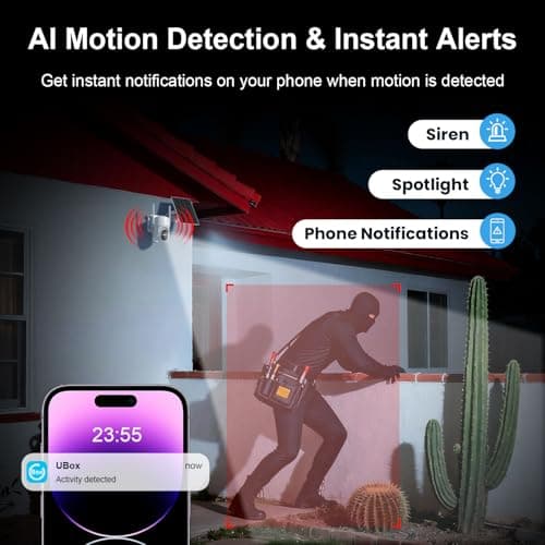Solar Security Cameras Wireless Outdoor, WiFi Cameras for Home Security, 360° View Outdoor Camera Wireless, 2K Color Night Vision, AI Motion Detection, Instant Alert, 2-Way Audio, Cloud/SD Storage 6